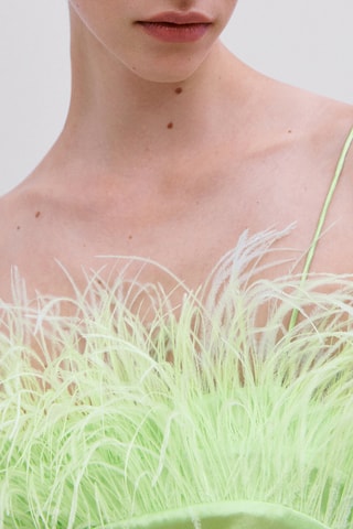 Top en soie avec plumes - Studio - Vert clair