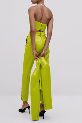 Top bustier satiné 22% coton - Studio - Vert citron