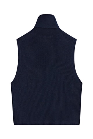 Top côtelé col roulé en laine mérinos - Gris foncé