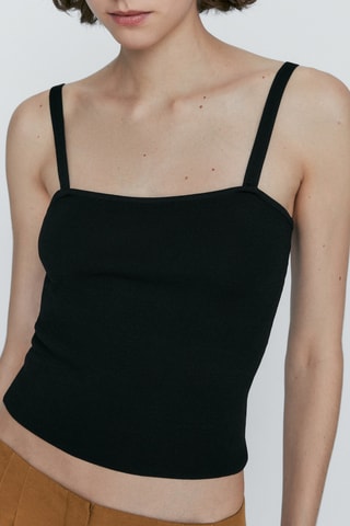 Top en maille à bretelles - Noir