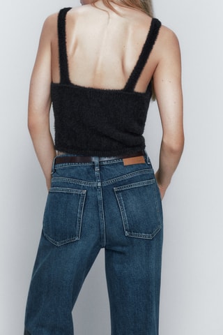 Top en maille fausse fourrure - Noir