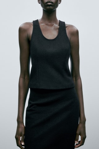 Top noir sans manches texturé - Noir