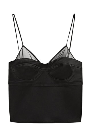 Top satiné noir corset - Noir