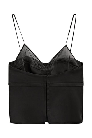 Top satiné noir corset - Noir