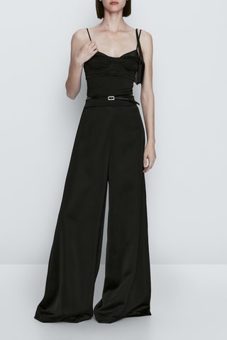 Top satiné noir corset - Noir