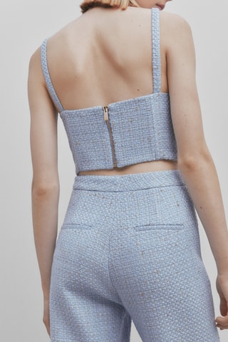 Top cropped texturé bretelles - Ciel