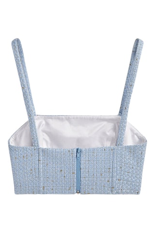 Top cropped texturé bretelles - Ciel
