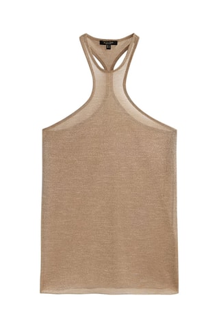Top brillant encolure américaine prononcée - Beige
