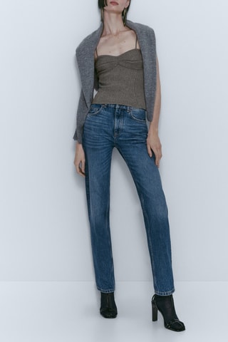 Top côtelé - Gris foncé