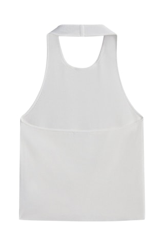 Top en maille à encolure américaine - Blanc