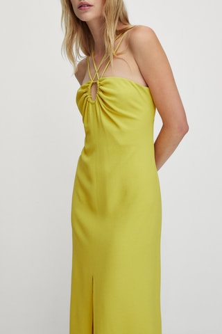 Robe midi bretelles fines cut out poitrine - Vert olive