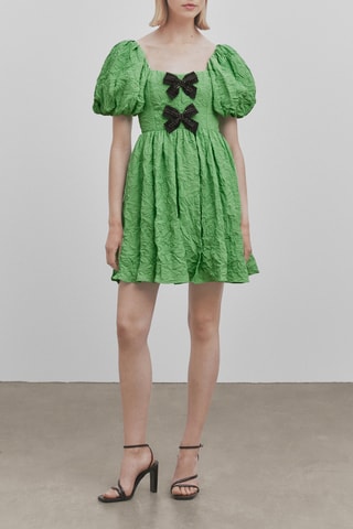 Robe courte effet froissé nœuds - Studio - Vert