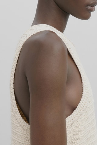 Robe courte en maille crochetée effilochée - Blanc