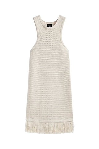 Robe courte en maille crochetée effilochée - Blanc