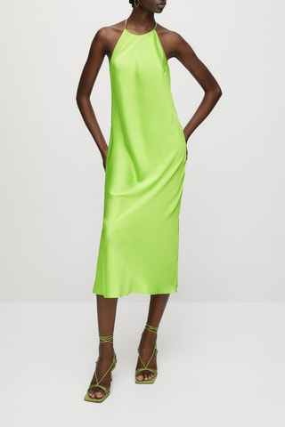 Robe encolure américaine satinée - Vert clair