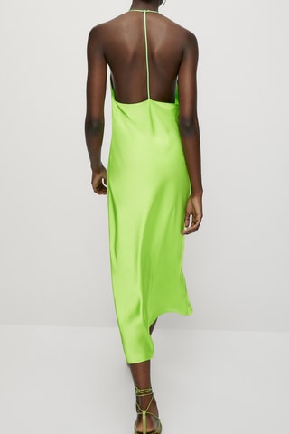 Robe encolure américaine satinée - Vert clair