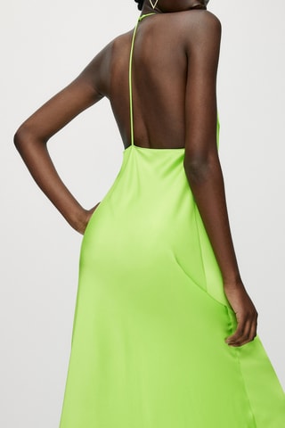 Robe encolure américaine satinée - Vert clair