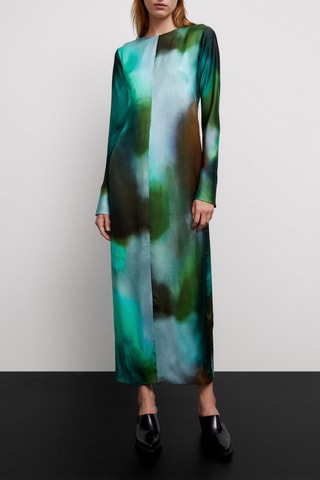 Robe longue imprimée - Turquoise