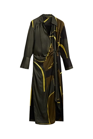 Robe longue imprimée - Kaki et vert fluo