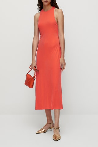 Robe longue cupro - Corail