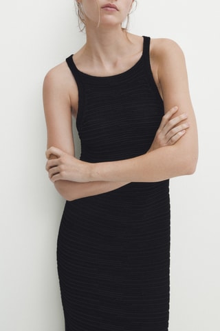 Robe midi texturée dos croisé - Noir