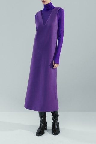 Robe longue col en V sans manches - Violet