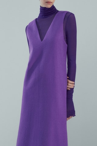 Robe longue col en V sans manches - Violet