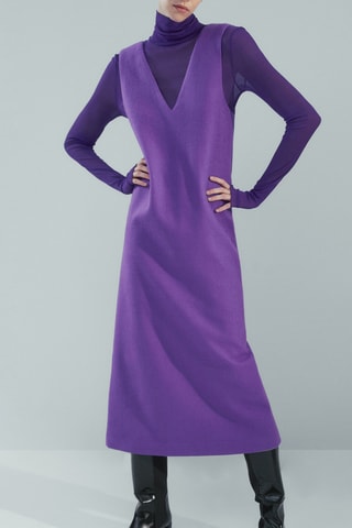Robe longue col en V sans manches - Violet