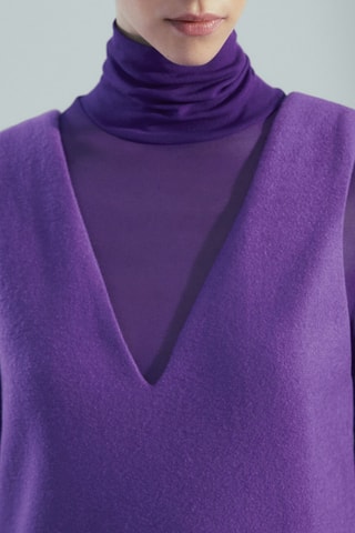 Robe longue col en V sans manches - Violet