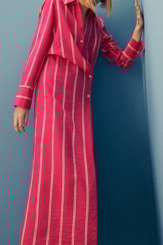 Robe chemise rayée - Fuchsia