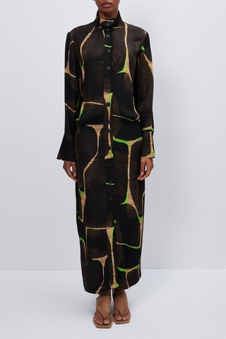 Robe chemise - Noir et vert