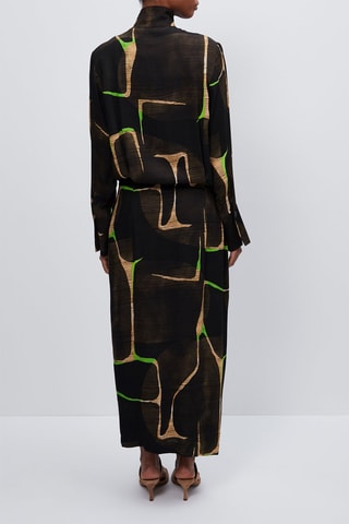 Robe chemise - Noir et vert