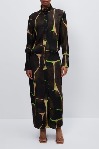 Robe chemise - Noir et vert