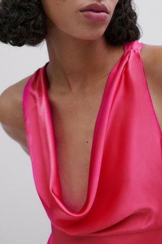 Robe en soie dos croisé - Studio - Fuchsia