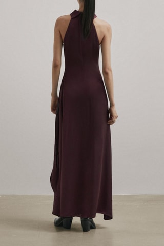 Robe longue col à encolure américaine - Studio - Bordeaux