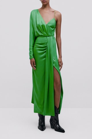 Robe longue en viscose manches asymétriques - Studio - Vert