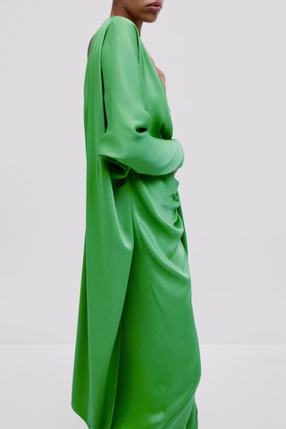 Robe longue en viscose manches asymétriques - Studio - Vert