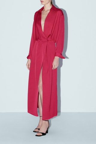 Robe portefeuille longue - Fuchsia