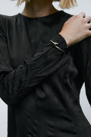 Robe plissée fente dans le dos - Noir