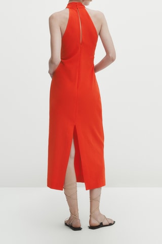 Robe encolure américaine croisée fronces - Rouge