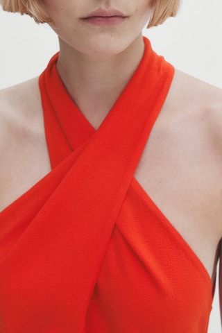 Robe encolure américaine croisée fronces - Rouge