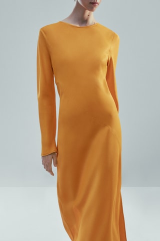 Robe longue satinée - Moutarde