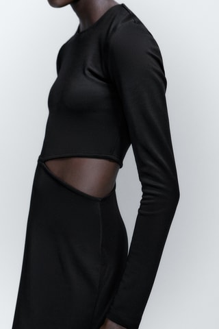 Robe longue noire cut out taille marquée - Noir