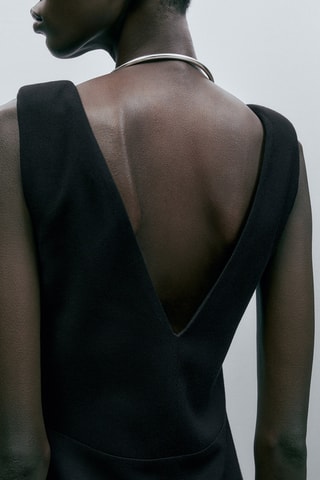 Robe noire col en V épaulettes - Noir