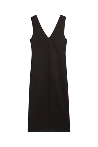 Robe noire col en V épaulettes - Noir