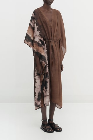 Robe tunique ramie tie-dye - Marron foncé