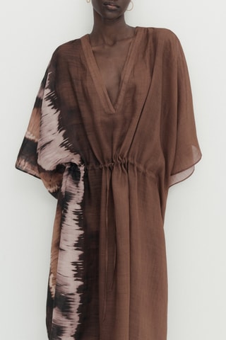 Robe tunique ramie tie-dye - Marron foncé