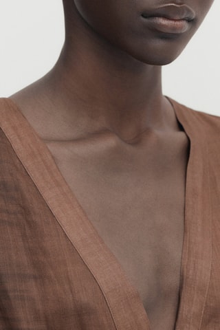 Robe tunique ramie tie-dye - Marron foncé