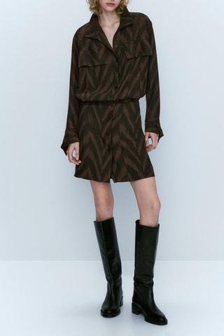 Robe courte imprimé zèbre - Marron et kaki