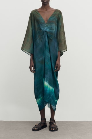 Robe tunique imprimé dégradé - Kaki et turquoise